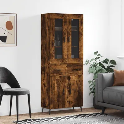 Zdjęcie produktu dla vidaXL Highboard dąb wędzony 69,5x34x180 cm materiał drewnopochodny