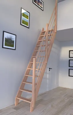 Zdjęcie produktu dla Oszczędzające miejsce schody buk 3000 z drewnianą balustradą po prawej stronie
