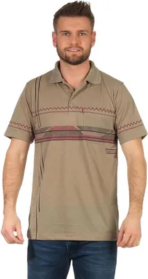 Immagine prodotto di T-shirt polo da uomo Polo a manica corta con motivo, beige scuro M
