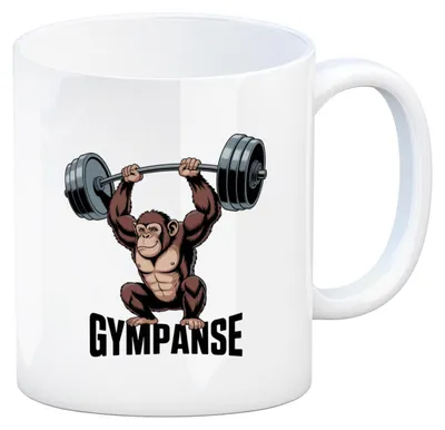 Produktbild von GYMPANSE Fitness Kaffeebecher Schimpanse mit Hantel