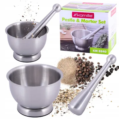 Produktbild von Kamille Mörser mit Stößel Edelstahl Küchenwerkzeug