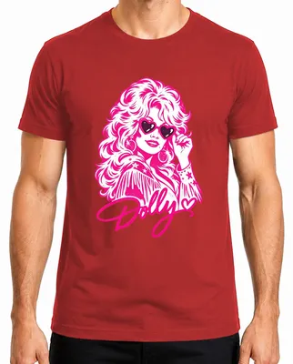 Obrázok produktu pre Dolly Parton, country speváčka, motív "cowgirl", retro štýl, pánske tričko s westernovým motívom, červená farba, veľkosť 3XL