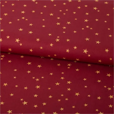 Produktbild von Baumwollstoff Meterware We Weihnachten Sterne rot goldfarbig
