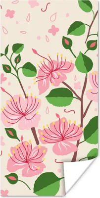 Produktbild von MuchoWow® Poster Blume - Rosa - Blatt - Muster 20x40 cm - Plakat - Foto