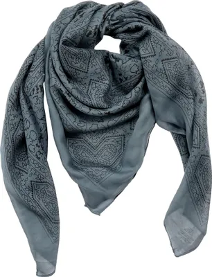 Produktbild von Baumwolltuch Indisches Muster 1 grau schwarz Blumen schwarz quadratisches Tuch