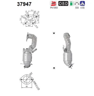 Produktbild von AS Katalysator Kat für VW GOLF VI (5K1) Euro 4/Euro 5 37947