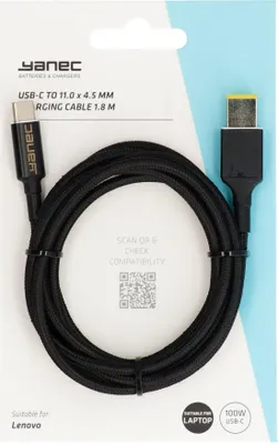 Produktbild von Yanec USB-C auf 11,0 x 4,5 mm Ladekabel 1,8 m