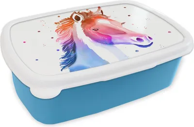 Produktbild von KitchenYeah® Lunchbox Brotzeit Brotdose 17x11 cm Pferd - Rosa - Lila - Mädchen - Kinder - Mädchen Kinder Brotzeitdose - Lunch - Kunststoff  - Brotbüchse - Sandwichbox - Lunchbox für Kinder