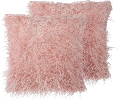 Obrázek produktu pro BELIANI Sada 2 dekorativních polštářů Růžová Umělá kožešina Shaggy 45 x 45 cm elegantní