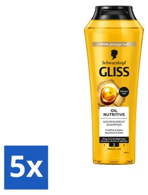 Produktbild von 5 x Schwarzkopf Gliss Oil Nutritive Shampoo für trockenes Haar - 250 ml - Vorteilspackung - 5 Stücke