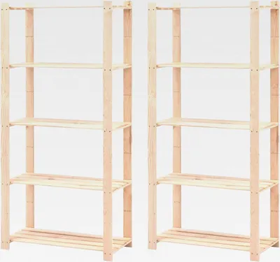 Produktbild von Regale 5 Böden 2 Stück 80x38x170 cm Kiefer Massivholz 250 kg Lagerregal für Garage, Abstellraum, Kellerregal