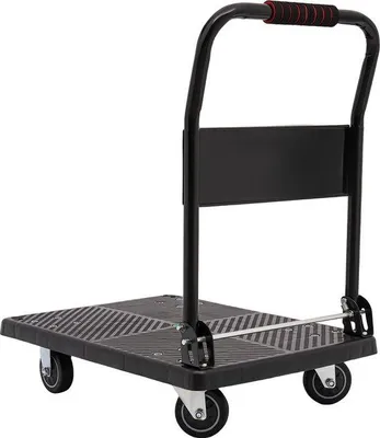 Image de Chariot de manutention - Chariot de transport robuste à 4 roues - Capacité de charge de 150 kg - Noir