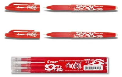 Produktbild von 2 Pilot Frixion Ball rot + 3 Ersatzminen 0.7 rot
