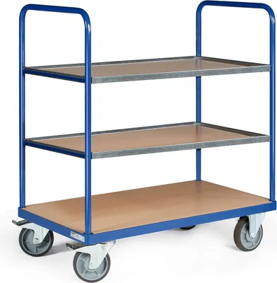 Produktbild von Protaurus Etagenwagen F500 mit 3 Ladeflächen und Schiebebügel gerade 1000x600mm obere Ladeflächen mit Bordkante