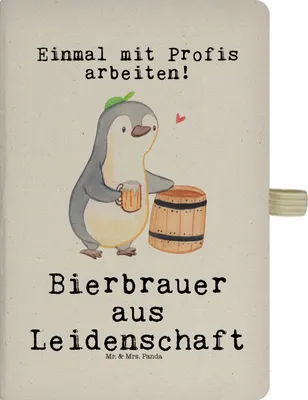 Produktbild von Mr. & Mrs. Panda Tagebuch Bierbrauer Leidenschaft - Transparent - Geschenk, Bierfass, Skizzenbuch A5, Journal, Kladde, Notizbuch Kariert, Hobbybrauen, Reisetagebuch