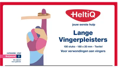 Productafbeelding van HeltiQ Vingerpleister lang textiel 180 x 20 (100 stuks)