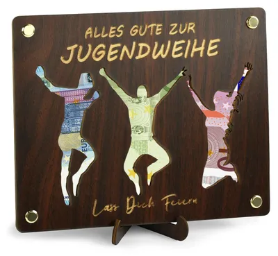 Produktbild von Geldgeschenk für eine Jugendinitiationszeremonie, Holzkarte 15 x 19,5 cm mit Umschlag