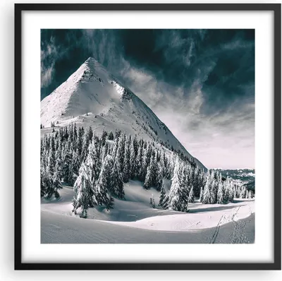 Produktbild von Gerahmtes Poster - Schwarzer Rahmen - Dunkel Himmel Berg - 50x50 cm - Wand Bild - Wanddeko - Wandbilder - Kunstposter - Wandposter - Bilderrahmen - Bilder - Kunstdruck - P2BAC50x50-4459