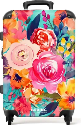 Produktbild von NoBoringSuitcases.com® Großer Koffer - Blumen - Ölfarben - Natur - Kombinationsschloss TSA - Hartschalen Trolley 4 Rollen - 72 liter - Reisekoffer - 66 cmKoffer Mittelgroß 67x43x25 cm, 72L,