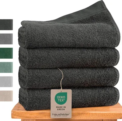Produktbild von Hausfelder Handtücher Premium Handtuch Set (Anthrazit, 4 Handtücher 50x100cm)