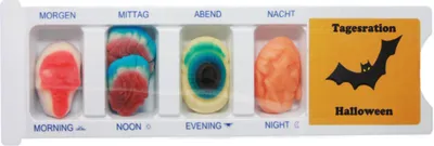 Produktbild von Tablettenbox Halloween Fledermaus mit Fruchtgummi Scherzartikel 25g