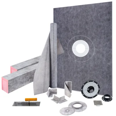 Produktbild von VEVOR Duschpandex-Set, 96,5 x 152,4 cm, ABS, wasserdicht, mit 10,2 cm ABS-Mittelflansch, 10,2 cm Edelstahlrost und Kelle, schneidbare Duschkammer, Duschpfanne, passend für Badezimmer