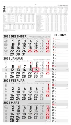 Produktbild von 4-Monatskalender Kombi 2026 - Büro-Kalender 33x45 cm