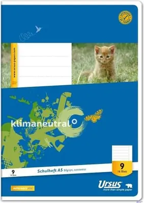 Produktbild von Schulheft A5 Lineatur 9 liniert mit Rand 16 Blatt