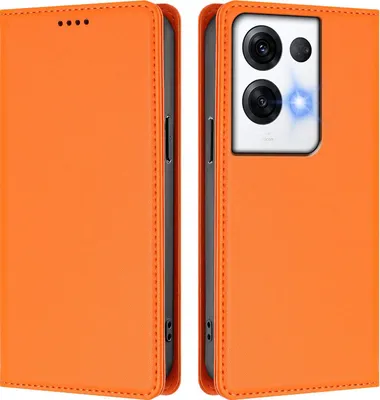 Immagine prodotto di Custodia in pelle per Oppo Reno8 Pro 5G, custodia a libro magnetica in Finto cuoio con supporto, arancione