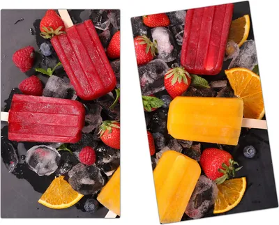 Produktbild von Spritzschutz Herdabdeckplatte Schneidebrett aus Glas Eis am Stiel 2-Teilig (60x52cm)