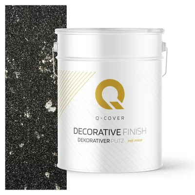 Produktbild von Dekorativer Putz mit Mica 15 kg – Dunkelgrau mit silberem Mica D921 – Strukturputz Innen & Außen, wetterfest Q-COVER