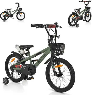 Obrázok produktu pre Detský bicykel Byox Challenge 18 palcový predný košík tréningové kolesá na fľašu od 5 rokov zelený
