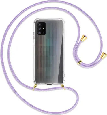 Produktbild von Handykette Backcover-Schutzhülle mit Band (Metall goldfarben) für Samsung Galaxy A71 5G - violett