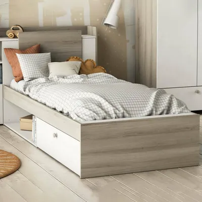 Produktbild von Einzelbett Dmora Agout Braun, mit Stauraum, Einzel
