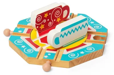 Productafbeelding van BigJigs houten draaischijf, treinaccessoire, theekopjes, kermis