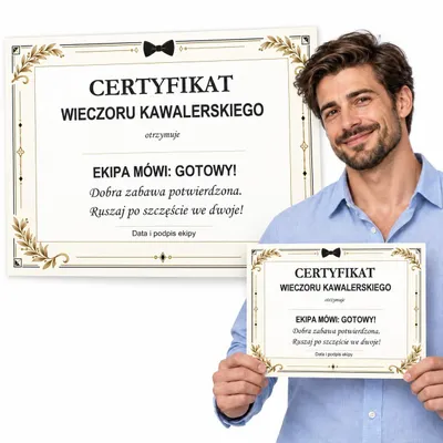Obrázek produktu pro Certifikát na rozlučku se svobodou pro ženicha A4 – „Wieczoru Kawalerskiego” – polský text