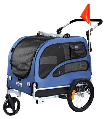 Immagine prodotto di Rimorchio per cani – 2 in 1: carrozzina per cani e passeggino – fino a 45 kg – regolabile