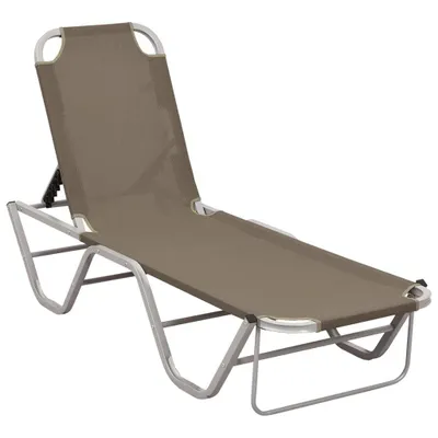 Image de The Living Store : chaise longue en aluminium et textilène taupe