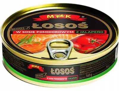 Zdjęcie produktu dla Łosoś w sosie pomidorowym z jalapeno MK 0,16 kg