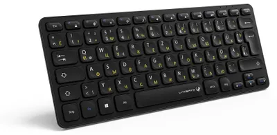 Kabellose deutsch-russische Bluetooth Tastatur im schwarzen Slim-Design