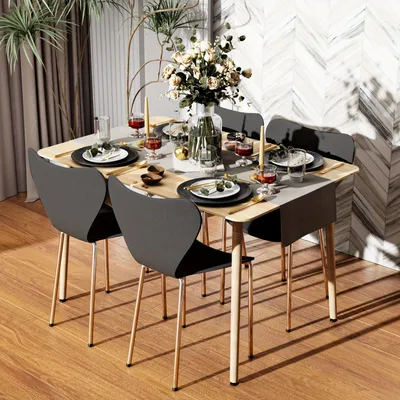 Immagine prodotto di Set di 4 sedie da pranzo impilabili – Sedie in polipropilene per cucina e soggiorno – Colore nero e materiali resistenti