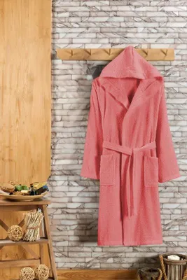 Produktbild von Bademantel mit Kapuze – r Bademantel für Damen und Herren mit Kapuze – Sauna-Bademantel –