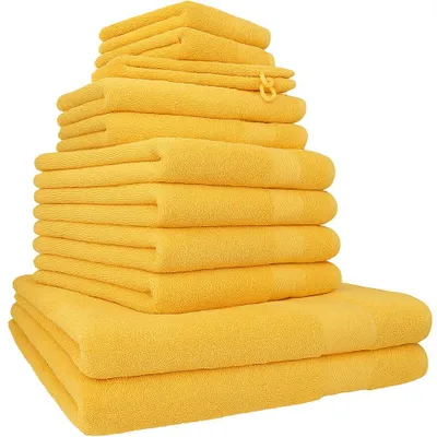 Produktbild von Betz Premium Handtuch-Set 12-teilig – 100% Baumwolle – ®  – extra saugfähig & weich – hohe Grammatur –  Farbe honiggelb