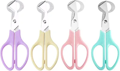 Productafbeelding van Eierschaar 4 Stuks - Kwarteleiopener Eiopener - Kleine Eieren Openen - Roestvrij Staal - 4 stuks - Beige Roze Paars Blauw
