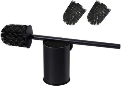 Produktbild von Runder, schwarzer, stählerner Toilettenbürstenhalter für die Wanne