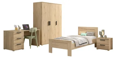 Produktbild von Jugendzimmer Set Keelia Eiche mit Bett Schrank Schreibtisch