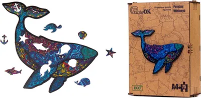 Obrázok produktu pre Drevené Puzzle Veľryba Ryba Žralok