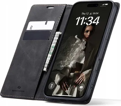 Immagine prodotto di SPACECASE Custodia flip a portafoglio per iPhone 17 Nero