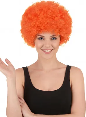 Productafbeelding van Grappige clown-perruke, zwart-oranje - one size