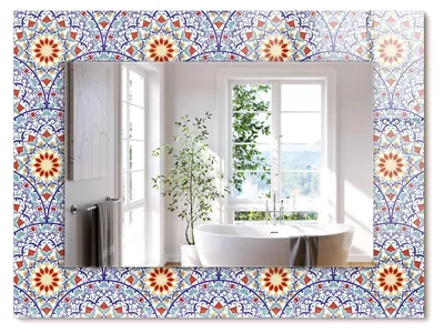 Produktbild von Mandalas – Rechteckiger Spiegel mit Druck 80x60 cm – Modern - Dekorativ für die Wand
